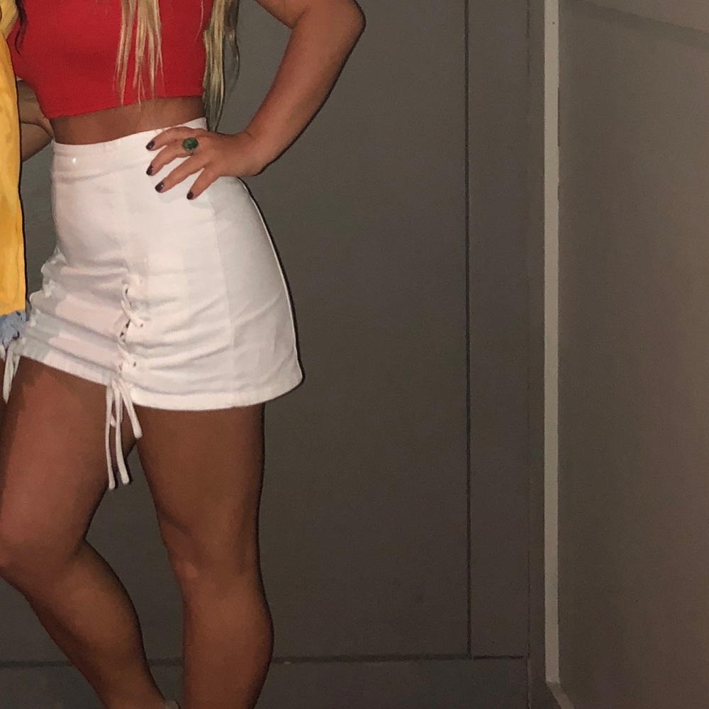 white jean skirt